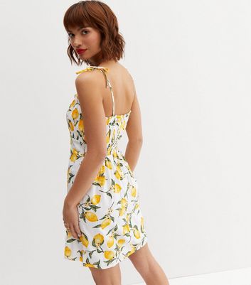 Yellow Lemon Ruched Bustier Strappy ...